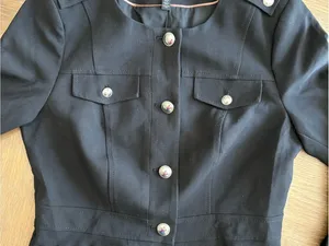 Women’s Black Peplum Military-Style Jacket thumbnail 8