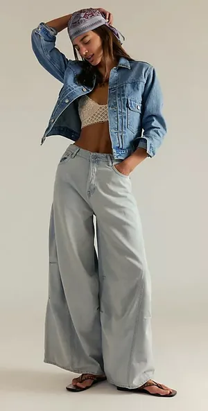 New Free People We The Free Westward Demi Barrel Jeans In Fade Into You thumbnail 1