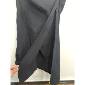 Zara Black Ruched Side Midi Dress Strapy High Slit‎ Women's Large Party Cocktail thumbnail 10