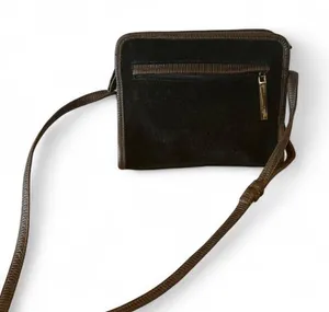 Vintage Black suede crossbody purse with leather‎ trim thumbnail 1
