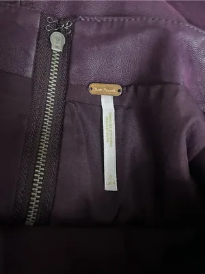 Free People Deep Plum Leather Mini Skirt thumbnail 2