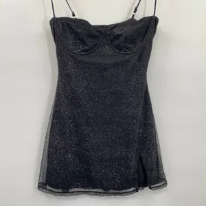 Babyboo Pixie Mini Dress Underwire Bust Glittered Adjustable Black Womens Large thumbnail 6