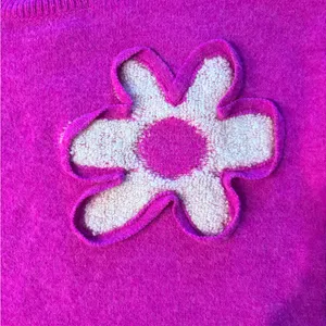 BiBi Vibrant Pink Knit Sweater With Flowers M thumbnail 5