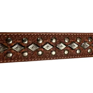 Concho Cowgirl Leather Belt with Silver Studded Hardware thumbnail 12