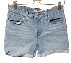 Levis Size 27 Medium Wash Mid Length Denim‎ Jean Shorts Cuffed thumbnail 1