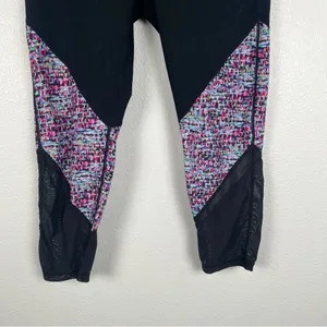 Fabletics Womens‎ Black Speckled Print Mesh Insert Cropped Leggings Size M thumbnail 3