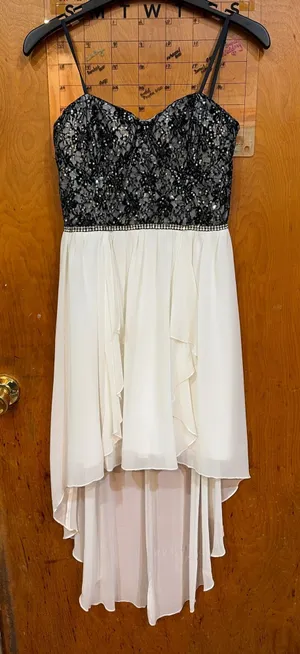 Black and white high low homecoming dress thumbnail 1