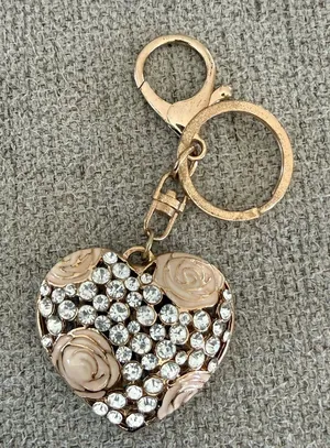 Gold Heart Keychain with Crystals thumbnail 1