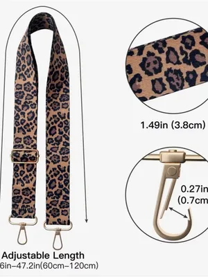Leopard Print Adjustable Bag Strap - Tan/Black thumbnail 4