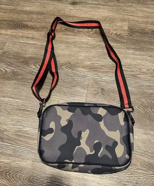 Neoprene Crossbody Camo Neoprene Fabric Black Red Crossbody Strap thumbnail 2