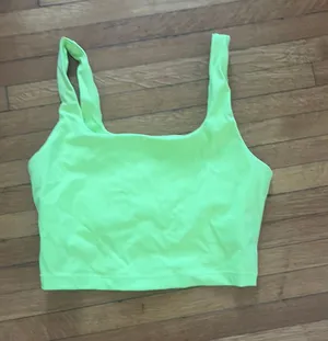 Neon yellow workout tank with built in bra thumbnail 1