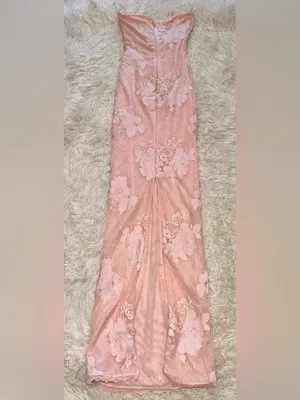 NEW HOUSE OF CB Lucienne Pink Lace Corset Strapless Gown sz XS thumbnail 7