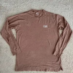 PINK Victoria's Secret Crest Logo Lounge Shirt Long Sleeve Medium Blush thumbnail 1