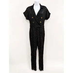 Good American Jumpsuit Women S Summer Boss Black‎ Jacquard Animal Print Mob Wife thumbnail 4
