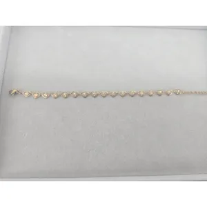 Bracelet Womens Heart Link Gold White Enamel‎ Dainty 7-9in thumbnail 3