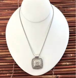 Brighton Silver Scroll Square Pendant Necklace thumbnail 1