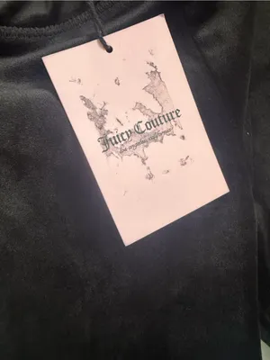 Juicy Couture Black Velour Boot Cut Pants with Rhinestone Logo thumbnail 5