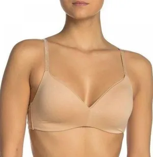 Calvin Klein Lightly Lined T-Shirt Bra Womens XL Nude Adjustable Strap Wireless thumbnail 1