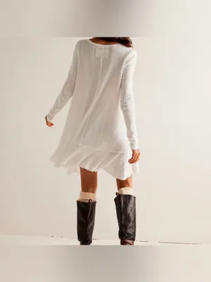 NWT FREE PEOPLE Tate Pointelle Tunic- Ivory Combo $78 MSRP thumbnail 2