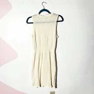 Anthropologie Calligraphie Dress Medium Ivory Pointelle Knit Button Front thumbnail 2