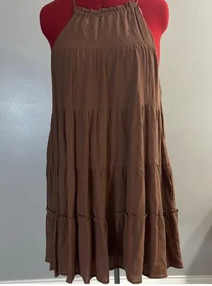NWOT Wishlist Brown Tiered Dress sz M thumbnail 1