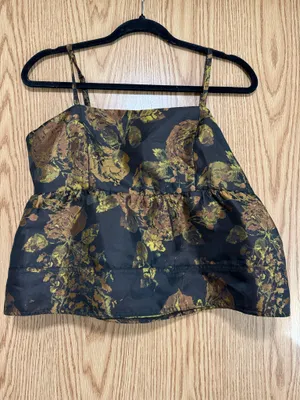 Greylin Brown & Gold Floral Peplum Cami Top thumbnail 2