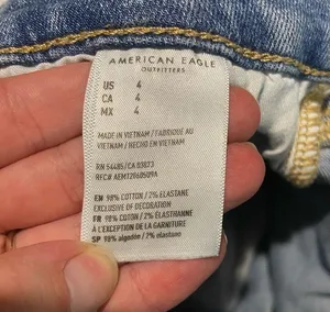 American Eagle Size 4 Curvy High Rise Shortie Light Wash Distressed Jean Shorts thumbnail 6