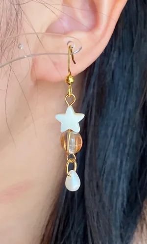 Handmade fairy whimsy star & teardrop dangle earrings🩵🌟 thumbnail 5