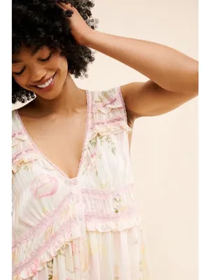 Free People Spring Fling Mini Dress in Tea Combo Medium New Womens Lace Boho thumbnail 14