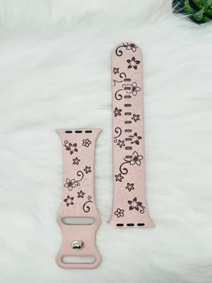 New Floral Design Apple Watch Bands 42mm 44mm 45mm 49mm Pink Brown thumbnail 4