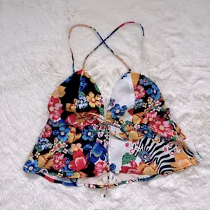 Revolve Floral Print Tie-Front Top S thumbnail 1