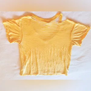 FREE PEOPLE We The Free Burnout Boyfriend T-shirt Yellow Short Sleeve CutOut Tee thumbnail 6