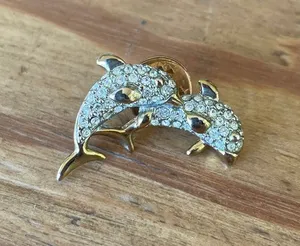 Swarovski Double Dolphin Pin thumbnail 1