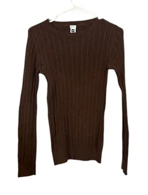 Gap Brown Long Sleeve Cotton Stretch Ribbed Knit Blouse Women Sz Sm thumbnail 1