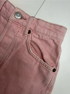 Zara Dusty Pink Frayed Denim Shorts size 0 thumbnail 8