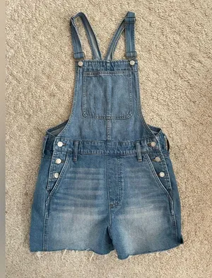 Women's Madewell Denim Overalls Shorts Size S Blue thumbnail 1