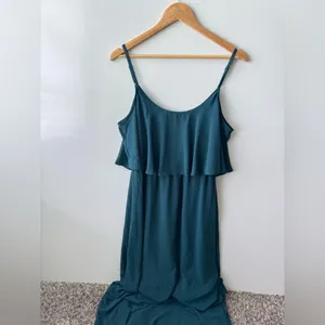 Show‎ Me Your Mumu Caitlin Ruffle Maxi Dress Deep Jade Chiffon Size Large thumbnail 3