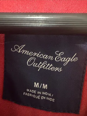 American Eagle Red Lyocell Weekender Boyfriend Utility Button Down Shirt M thumbnail 4