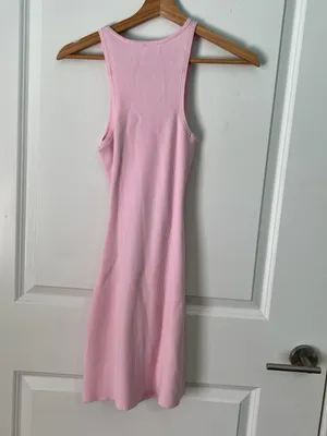 Aritzia Pink Ribbed Tank Dress with Front Cutout SZ MEDIUM thumbnail 5