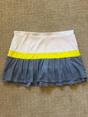 Lucky in Love White, Yellow & Blue Ruffle Tennis Skort- Medium 8/10 thumbnail 2