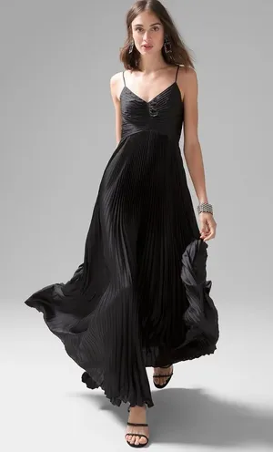 Satin Pleated Maxi Dress thumbnail 1
