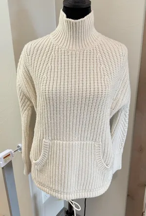 J.Crew White Ivory Chunky Knit Turtleneck Sweater Pullover‎ Wool Blend XS thumbnail 1