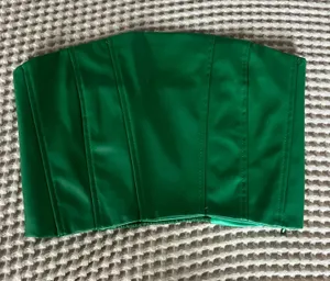 SheIn Green corset top with pleats and ruching #corsetry #goth #alt thumbnail 1