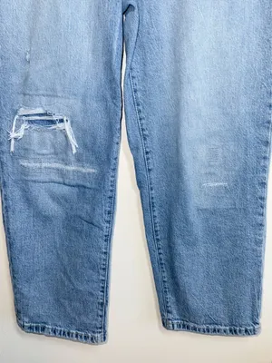 Maurices Edgely High Rise Relaxed Straight Ankle Jeans Light Wash Ripped thumbnail 5
