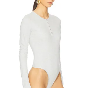 WeWoreWhat‎ Gray Long Sleeve Henley Bodysuits Size S thumbnail 3