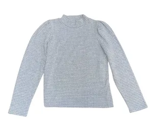 Madewell Jacquard Puff Sleeve Mockneck Top SZ M Texture Knit Vintage Inspired thumbnail 1