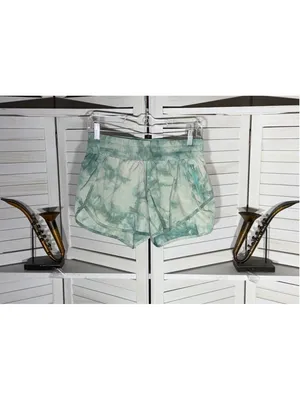 Lululemon track shorts V “4” diamond white washed marsh green athleisure sz 4 thumbnail 6