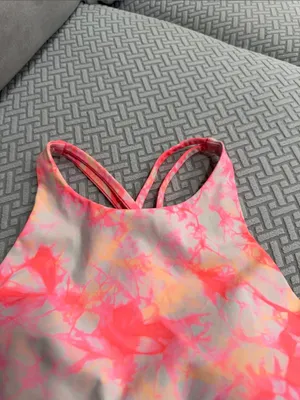 lululemon athletica Pink & Cream Tie-Dye High Neck Sports Energy Bra Size 8 thumbnail 5