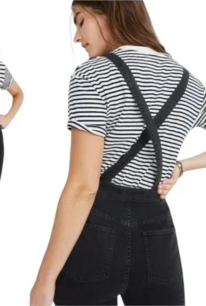 Madewell Overalls Women XS Washed Black Luna Denim‎ Skinny Gothic Grunge Outdoor thumbnail 1