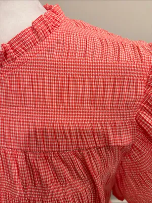 New With Tags THML Smocked Gingham Top Sz M thumbnail 2